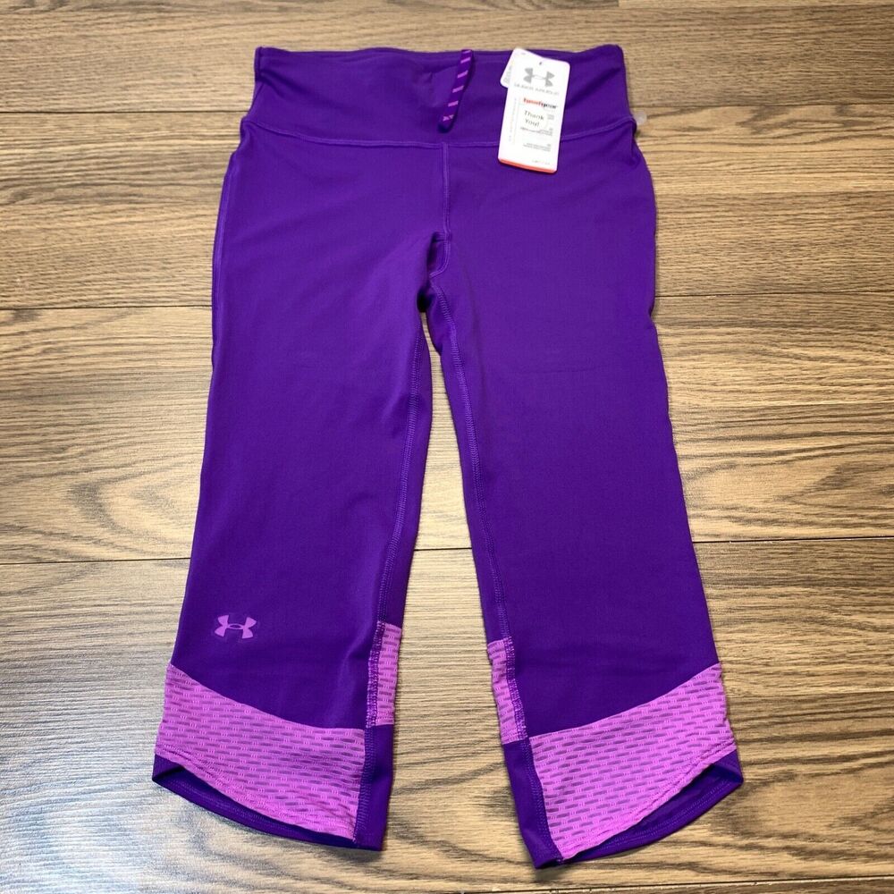 UA Under Armour Women’s HeatGear Compression Capri Leggings Size Small S Purple